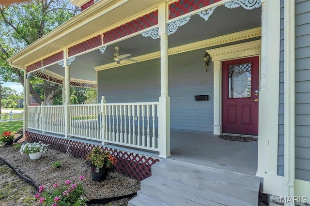 100 Lewis St, Troy, MO 63379 - doorway to property featuring covered porch and a ceiling fan