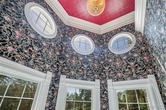 100 Lewis St, Troy, MO 63379 - bathroom featuring healthy amount of natural light, ornamental molding, and wallpapered walls