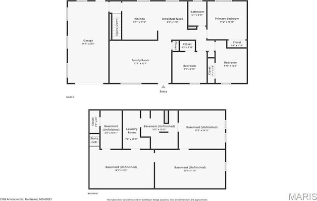 2126 Aristocrat Dr, Florissant, MO 63031 - floor plan / room layout