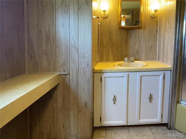 12678 Hyfield Rd, De Soto, MO 63020 - bathroom with wood walls and vanity