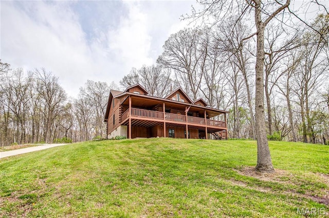 234 SE 350th St, Carrollton, IL 62016 - back of house with a lawn and a wooden deck