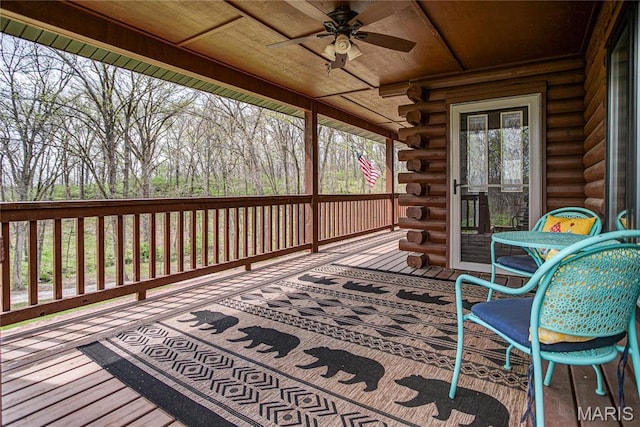 234 SE 350th St, Carrollton, IL 62016 - wooden terrace featuring a ceiling fan