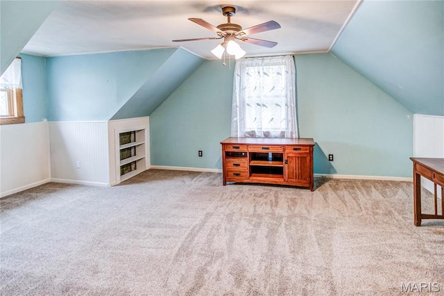 234 SE 350th St, Carrollton, IL 62016 - additional living space with carpet flooring, plenty of natural light, lofted ceiling, and a ceiling fan