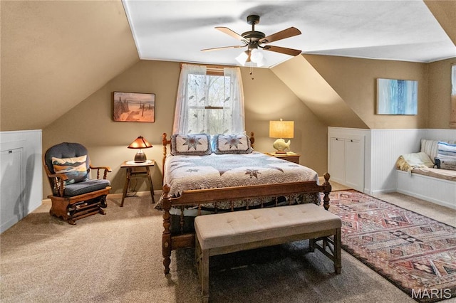 234 SE 350th St, Carrollton, IL 62016 - bedroom with carpet, vaulted ceiling, ceiling fan, and baseboards