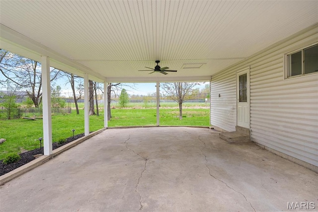 1399 Valli Ln, Saint Charles, MO 63304 - view of patio featuring ceiling fan and entry steps