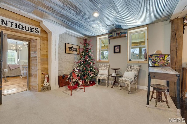 305 N Main St, Saint Genevieve, MO 63670 - living area with a chandelier and carpet floors