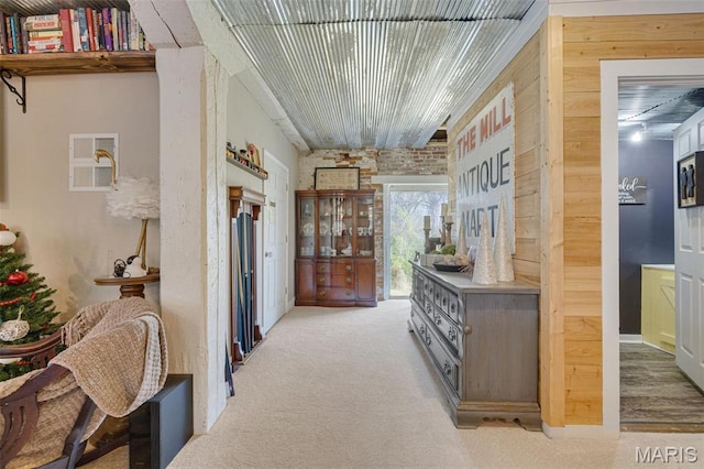 305 N Main St, Saint Genevieve, MO 63670 - hall featuring carpet flooring and wooden walls