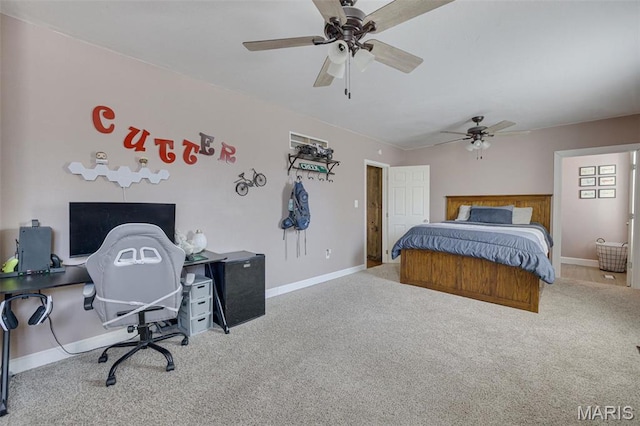 305 N Main St, Saint Genevieve, MO 63670 - carpeted bedroom featuring baseboards, an office area, and a ceiling fan