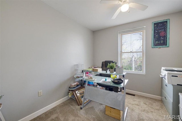 305 N Main St, Saint Genevieve, MO 63670 - carpeted home office featuring baseboards and ceiling fan