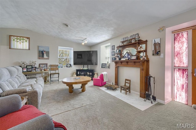 305 N Main St, Saint Genevieve, MO 63670 - carpeted living room with lofted ceiling