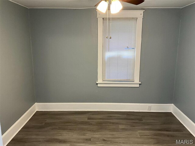 2538 Jerden Ave, Granite City, IL 62040 - empty room with ceiling fan, dark wood-style floors, and baseboards