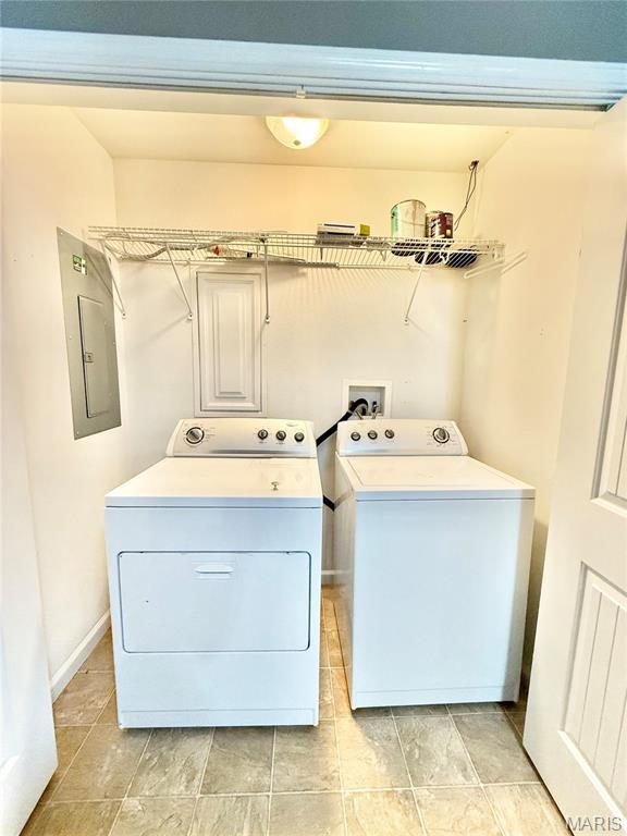 113 N Long St, Bonne Terre, MO 63628 - laundry room with separate washer and dryer, electric panel, and baseboards