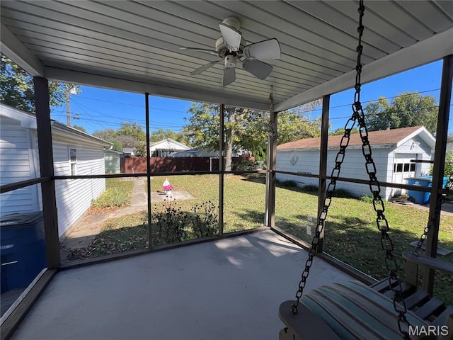 1717 Spring Ave, Granite City, IL 62040 - unfurnished sunroom with a ceiling fan