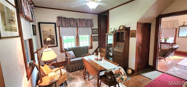 500 Church St, Chester, IL 62233 - office space featuring a ceiling fan, wood finished floors, crown molding, and baseboards