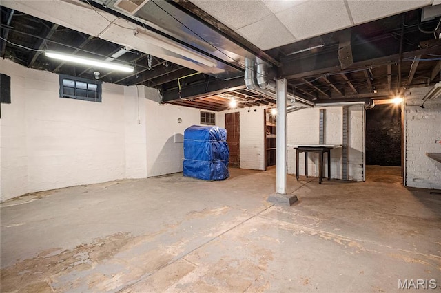 view of unfinished basement