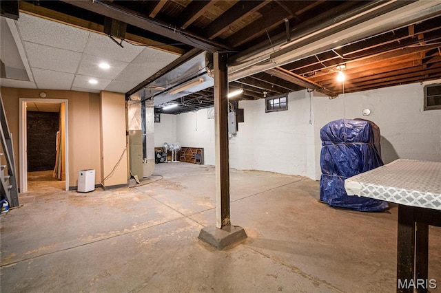 unfinished below grade area with heating unit
