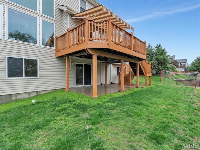 535 Vista Hills Ct, Eureka, MO 63025 - rear view of property featuring a patio area, a deck, a lawn, and stairway