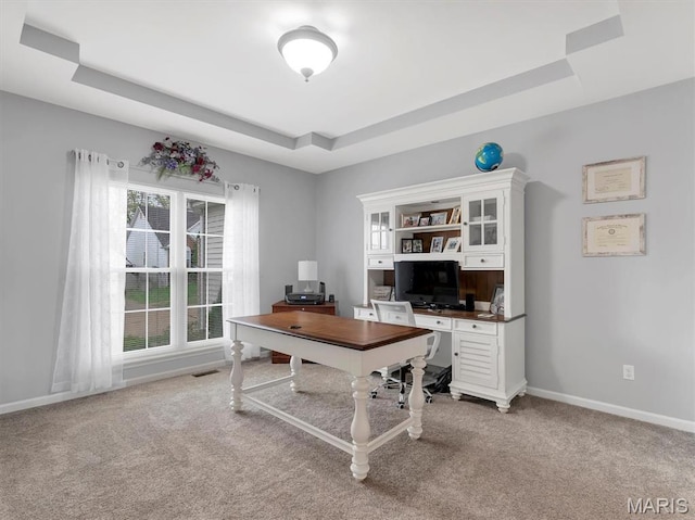 535 Vista Hills Ct, Eureka, MO 63025 - office featuring a raised ceiling, carpet flooring, and baseboards