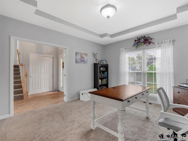 535 Vista Hills Ct, Eureka, MO 63025 - carpeted office featuring a raised ceiling and baseboards