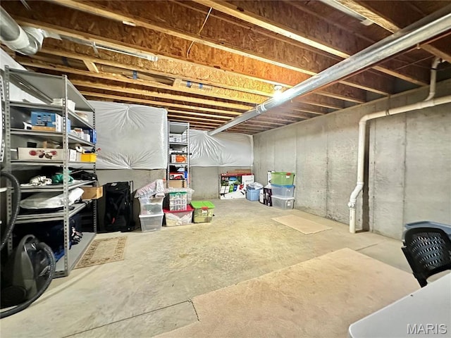 view of unfinished basement