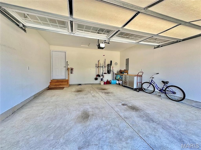garage with a garage door opener