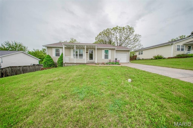 1407 Ramsey Place Rd, Rolla, MO 65401 - single story home with a porch, concrete driveway, and an attached garage