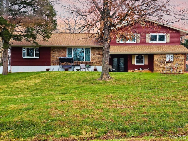 10179 Cherry Hill Ln, Potosi, MO 63664 - rear view of house featuring a lawn, brick siding, and a shingled roof