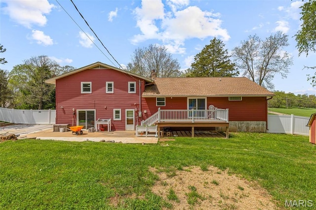 10179 Cherry Hill Ln, Potosi, MO 63664 - back of house featuring a patio area, a deck, and a chimney