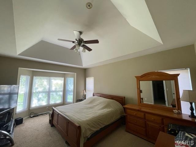 11 Summers Dr, Hawk Point, MO 63349 - bedroom featuring light colored carpet, a ceiling fan, and a raised ceiling