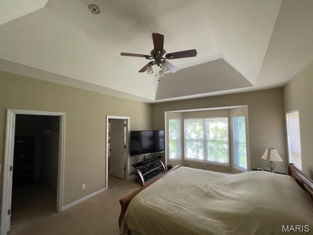 11 Summers Dr, Hawk Point, MO 63349 - bedroom featuring carpet floors, baseboards, vaulted ceiling, and ceiling fan