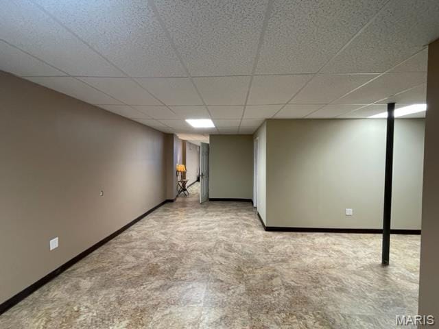 11 Summers Dr, Hawk Point, MO 63349 - finished below grade area with a drop ceiling, baseboards, and carpet