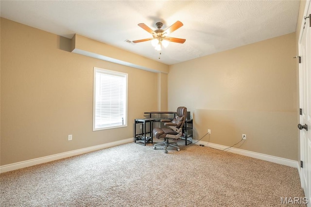 20256 Hardcastle Ln, Saint Robert, MO 65584 - office area featuring carpet flooring, baseboards, and ceiling fan