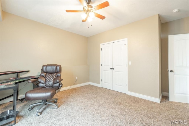 20256 Hardcastle Ln, Saint Robert, MO 65584 - carpeted office space with baseboards and ceiling fan