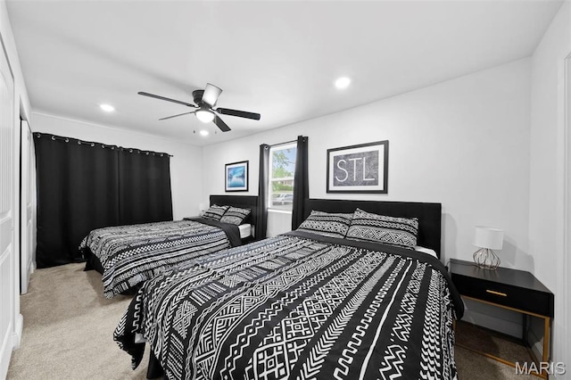 1326 Graham St, Saint Louis, MO 63139 - carpeted bedroom with recessed lighting and a ceiling fan