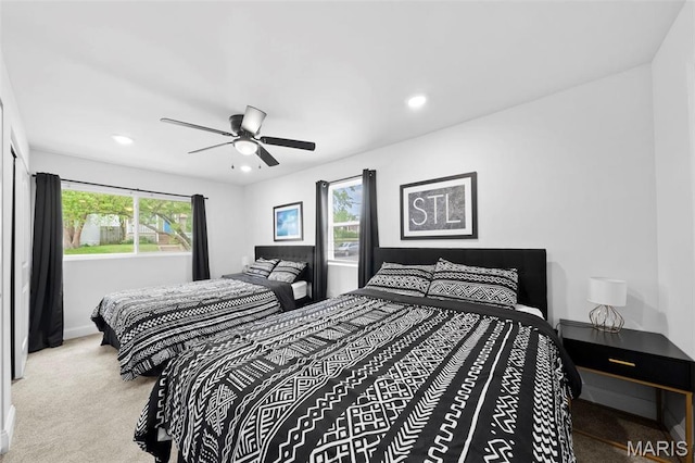 1326 Graham St, Saint Louis, MO 63139 - bedroom featuring carpet flooring, recessed lighting, ceiling fan, and baseboards