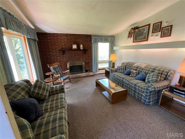805 Willoway Ave, East Alton, IL 62024 - living room featuring carpet, healthy amount of natural light, and a fireplace