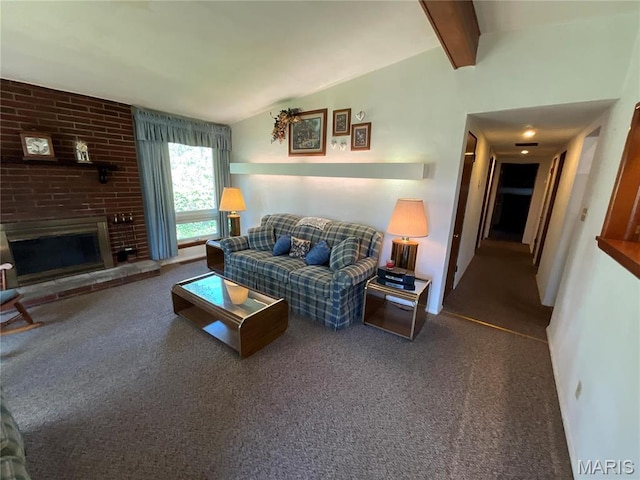 805 Willoway Ave, East Alton, IL 62024 - living area with carpet floors and a brick fireplace