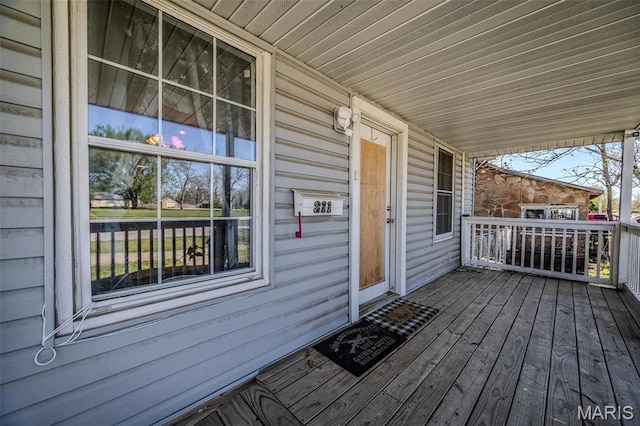 deck featuring a porch