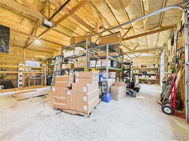 basement with a workshop area