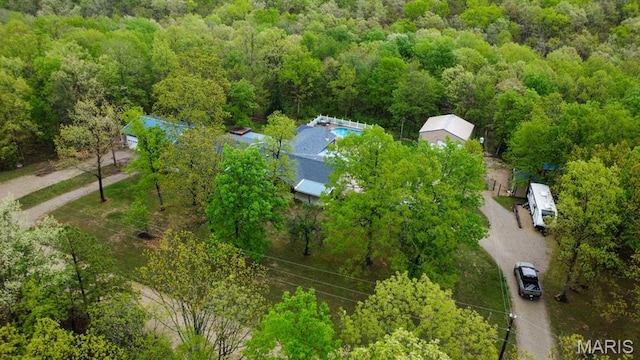 bird's eye view of a heavily wooded area