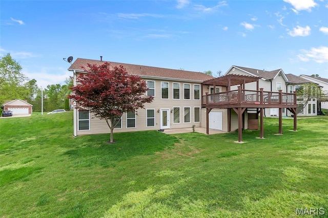2600 Cobblestone Ct, Cape Girardeau, MO 63701 - back of house featuring a pergola, a patio area, a wooden deck, and a yard