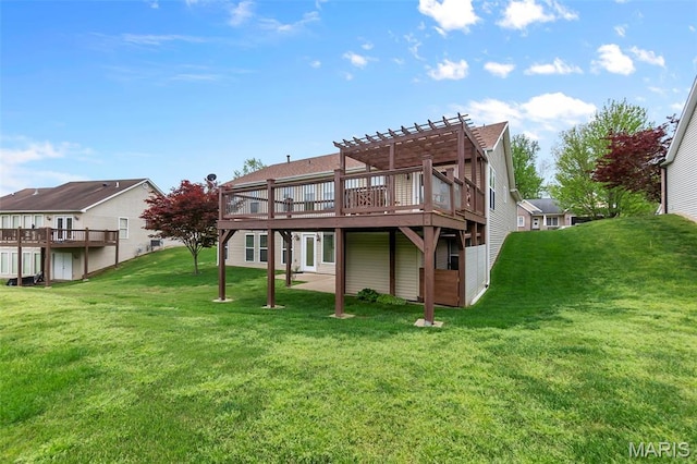 2600 Cobblestone Ct, Cape Girardeau, MO 63701 - back of house featuring a pergola, a wooden deck, and a yard