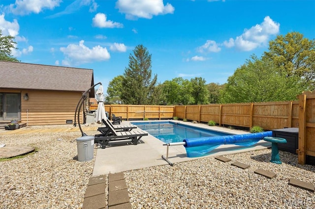 view of pool featuring a fenced backyard and a patio area