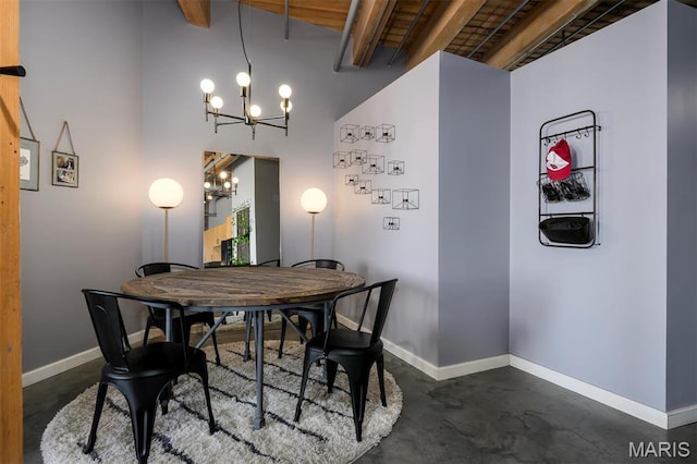 901 Washington Ave Unit 411, Saint Louis, MO 63101 - dining room with finished concrete flooring, a chandelier, and baseboards