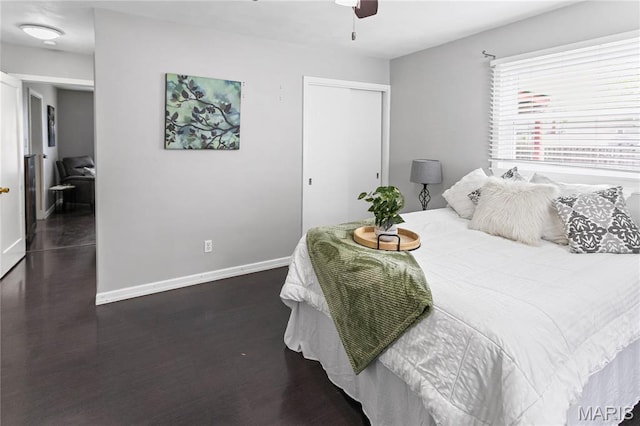 1404 Lemon St, Highland, IL 62249 - bedroom with a closet, ceiling fan, and wood finished floors