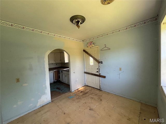 6966 Front St, Barnhart, MO 63012 - unfurnished dining area with arched walkways