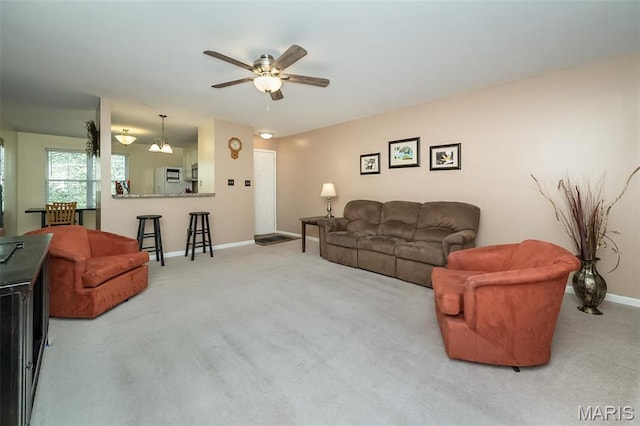 846 Sugar Valley Ct Unit 4, Saint Peters, MO 63376 - carpeted living area featuring a ceiling fan and baseboards