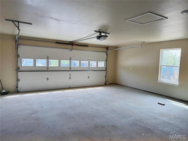 garage with a garage door opener