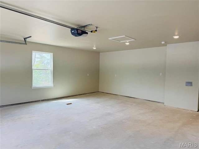 garage with a garage door opener