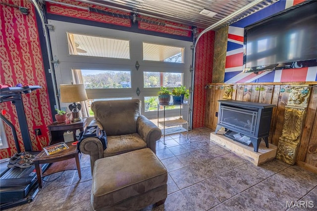 1753 Rue Marseilles, Bonne Terre, MO 63628 - living area with a wood stove and healthy amount of natural light